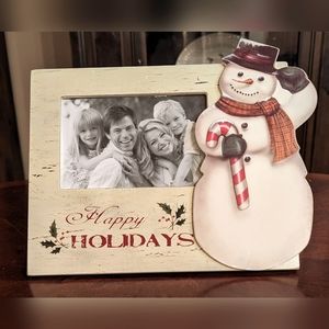 NWOT Happy Holidays Snowman Picture Frame, 5 1/2" x 3 1/2" Photo Size